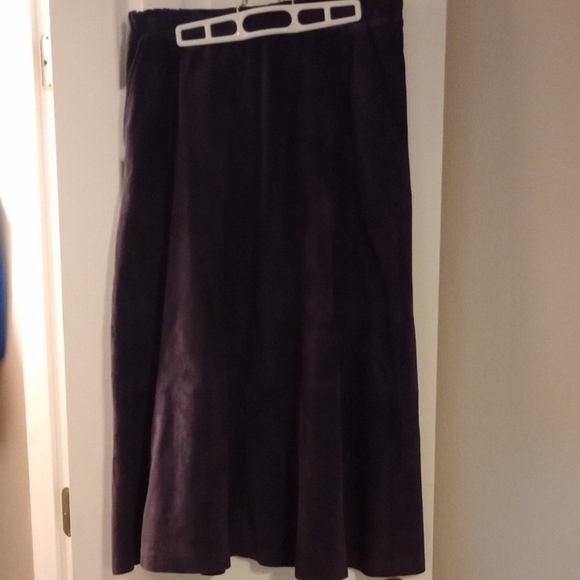 Intuitions Sport Dresses & Skirts - Vintage Purple Suede Leather A-Line Midi Skirt | Genuine Leather | Classic